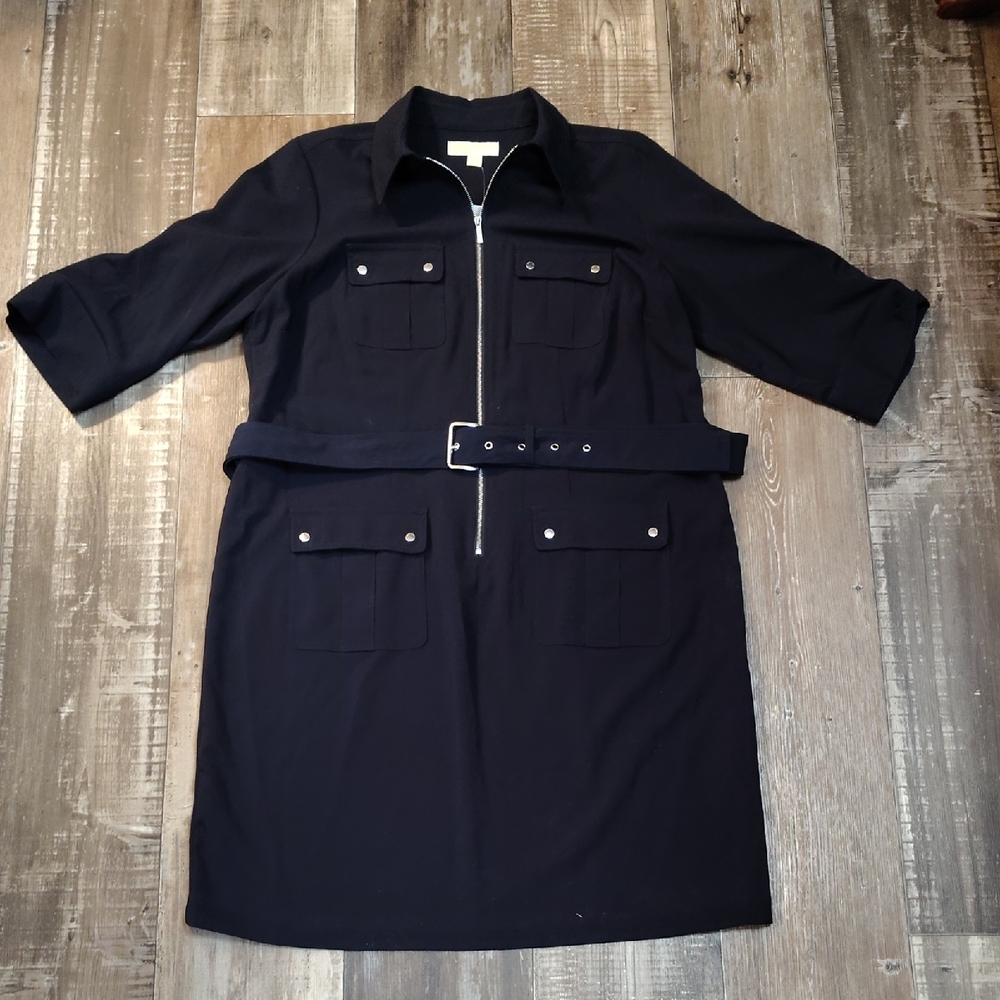 Michael Kors Navy Belted Dress - Picture 3 of 4